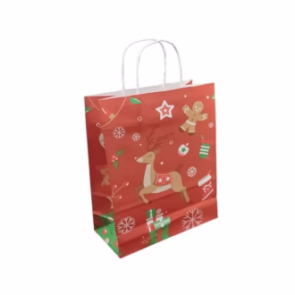 Pungi hartie imprimata Craciun Deer 18x8x22 cm