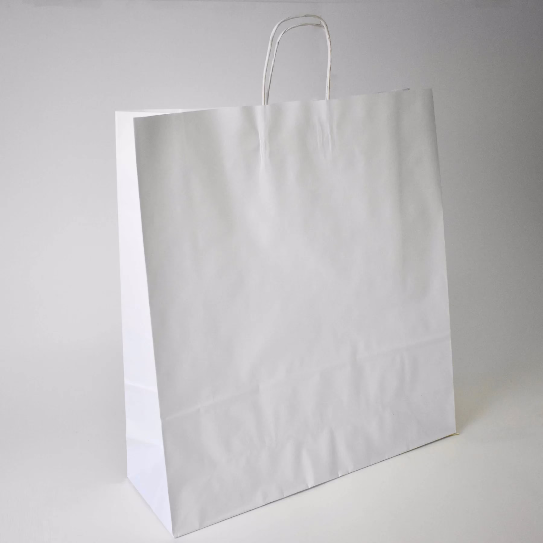 Pungi hartie alba 45x17x48 cm maner rasucit