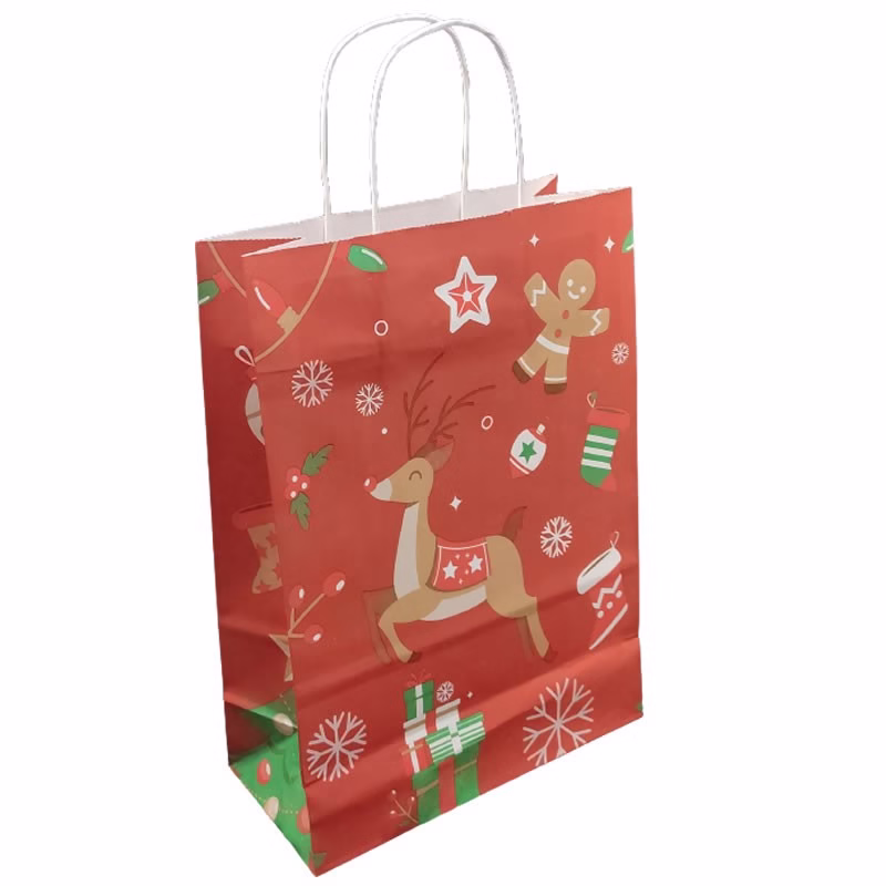 Pungi hartie imprimata motive Craciun Deer 32x12x41 cm