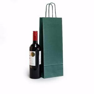 Pungi hartie verde inchis 18×8.5×38 cm pentru sticle